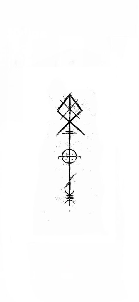 Viking Star Tattoo, Norse Minimalist Tattoo, Viking Tattoos Simple, Odin Tattoo Simple, Viking Strength Symbol, Odins Spear Tattoo Design, Warrior Rune Tattoo, Spear Of Odin Tattoo, Odin Spear Gungnir