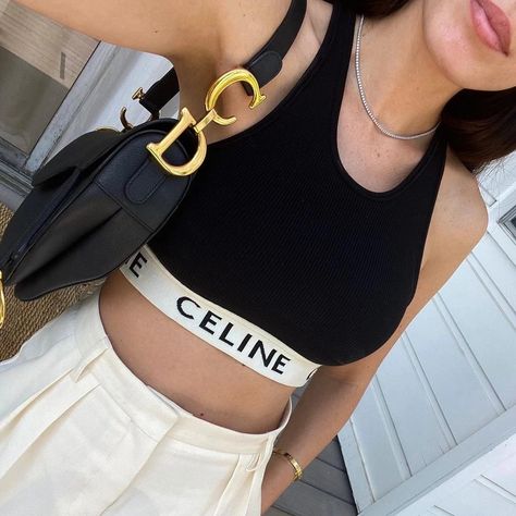 Celine Tank Top Outfit, Celine Crop Top Outfit, Celine Top Outfit, Asap Outfit, Celine Crop Top, Bra Top Outfit, Celine Outfit, Casual Attire For Women, Laundry Products