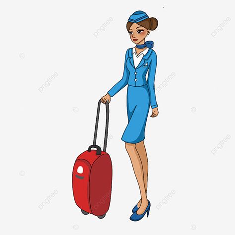 Flight Attendant Illustration, Flight Attendant Clipart, Suitcase Clipart, Airline Stewardess, Panda Design, Girls Illustration, Flight Attendant, Free Clip Art, Clipart Images