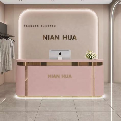 High-end Pink Checkout Counter Modern Reception Counter Desk Design Beauty Shop Marble White Salon Desk Front Desk Reception https://m.alibaba.com/product/1600489399094/High-end-Pink-Checkout-Counter-Modern-Reception.html?__sceneInfo={"cacheTime":"1800000","type":"appDetailShare"} Shop Counter Back Wall Design, Counter Desk Design, Pink Reception Desk, Modern Reception Counter, Store Counter Design, Front Desk Reception, Salon Desk, Modern Reception Desk Design, Fashion Shop Interior