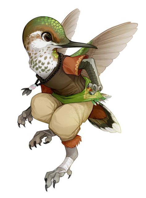 Half-Wit Dream | I never knew I needed hummingbird anthros in my... Rufous Hummingbird, Fantasy Races, Dungeons And Dragons Characters, Dnd Art, Fantasy Creatures Art, Fantasy Rpg, Creature Concept, Character Design References, Dnd Characters