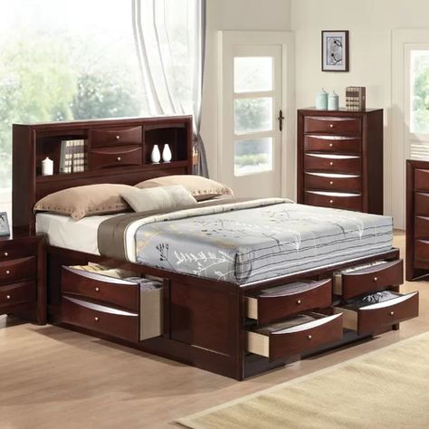 Ebern Designs Braymer Storage Platform Bed & Reviews | Wayfair Idea Bilik Tidur, Reka Bentuk Bilik Tidur, Murphy Bed Ikea, Eastern King Bed, Hiasan Bilik Tidur, King Storage Bed, Murphy Bed Plans, Bookcase Bed, Storage Platform Bed