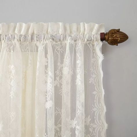 Lace Kitchen Curtains, Sheer Valances, Lace Valances, Lace Curtain Panels, Lace Window, Shabby Chic Curtains, Sheer Curtain Panels, Shabby Chic Bathroom, Curtain Ideas