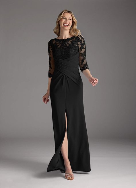 What do you think of the Azazie Margene, come check them out! https://www.azazie.com/products/azazie-margene-black-sheath-lace-stretch-crepe-floor-length-mother-of-the-bride-dress/1043813 Black And White Wedding Theme Mother Of The Bride, Mother Of The Bride Dresses Black, Special Event Dresses Parties, Hunters Wedding, Short Bride, Hunter Wedding, Black And White Wedding Theme, White Wedding Theme, Military Ball Dresses