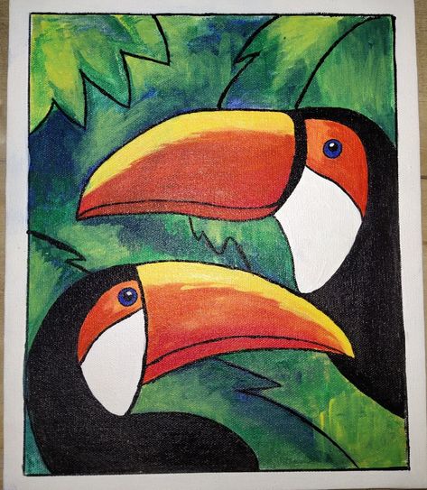 Birds Acrylic Painting, Acrylic Painting For Kids, Bird Coloring, Children Painting, Oil Pastel Drawings Easy, Animals Painting, Colour Drawing, Drawing Kids, Painting Pastel