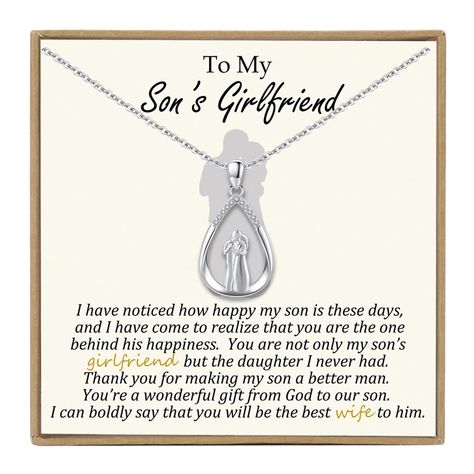 PRICES MAY VARY. GIFT to son's girlfriend - Original ideas, Help her celebrate one day with this simple, elegant and fun gift. Necklace measures 17.7" . The necklace is made of 925 Sterling Silver.Great quality to last a lifetime.This necklace will not turn your skin green or red or itchy: it's the real deal using sterling silver from a very reputable silver supplier. Sons girlfriend Gift：A couple to accompany you，bringing good luck and protection the whole day through. May the little heart make To My Sons Girlfriend, Mom Birthday Gifts, Sons Girlfriend, My Sons, Anniversary Jewelry, Good Wife, Girlfriend Gift, Cute Necklace, Simple Elegant