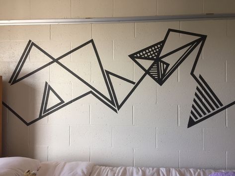 Dorm Room Art Wall, Tape Mural, Washi Tape Wall Art, Washi Tape Wall, Tape Wall Art, Dorm Room Wall Art, Dorm Room Art, Tape Art, Wall Paint Designs