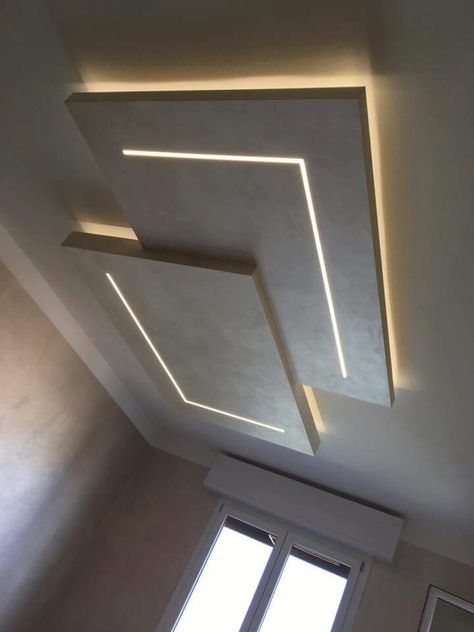 Controsoffitto cartongesso Decorative Ceiling Panels, Gypsum Ceiling Design, Simple Ceiling Design, False Ceiling Bedroom, False Ceiling Living Room, New Ceiling Design, Interior Ceiling Design, Pop False Ceiling Design, House Ceiling Design