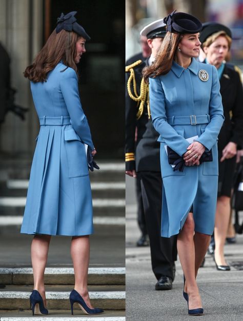 The Duchess of Cambridge, Kate Middleton, arriving at the St. Clement Danes church in Westminster London for the 75th anniversary church service commemorating the Royal Air Force Cadets on February 7, 2016 Coat Kate Middleton, Air Hostess Dress, Kate Middleton Style Outfits, Duchesse Catherine, Jackie O Style, Kate Middleton Dress, Always Smiling, Westminster London, Princess Katherine