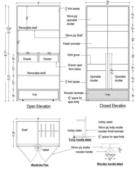 Wardrobe Internal Dimensions, Closet Detail Drawing, Wardrobe Details Interior Drawing, Wardrobe Working Drawing, Wardrobe Detail Drawing, Openable Wardrobe, Aesthetic Wardrobe Closet, Modern Wardrobe Design Sliding Doors, Wardrobe Detail