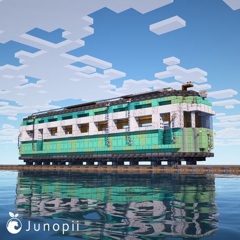 Minecraft Train Design, Minecraft Train, Japanese Minecraft Builds, Villa Minecraft, Japanese Train, Minecraft Japanese, Minecraft Steampunk, Minecraft House Plans, Minecraft Pictures