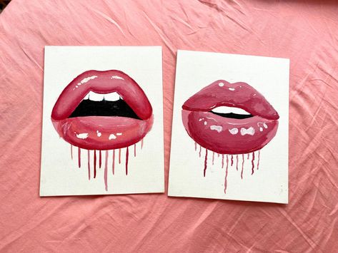 Pink Lips Painted on canvas panel with acrylic paint  8x10 in Great for wall decor and wall art Comes with both paintings Lip Painting, Paint Lips, Lips Painting, Canvas Paint, Lip Paint, Acrylic Canvas, Pink Lips, Acrylic Paintings, Chicago Il