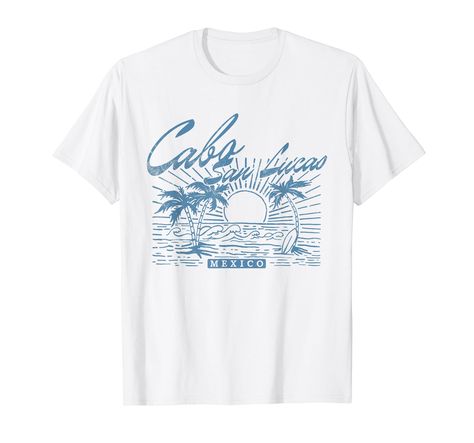 PRICES MAY VARY. Cabo San Lucas Mexico Palm Tree Beach Lightweight, Classic fit, Double-needle sleeve and bottom hem Palm Tree Beach, San Lucas Mexico, Swim Meet, Cabo San Lucas Mexico, Palm Trees Beach, Distressed T Shirt, Cute Shirt Designs, Event Themes, San Lucas