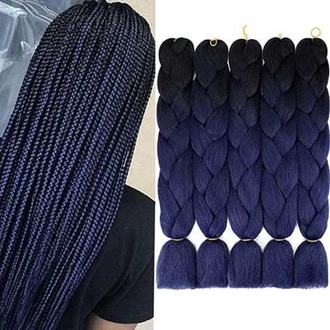 Senegal Twist, Ombre Braiding Hair, Navy Blue Hair, Jumbo Braiding Hair, Afro Braids, Hair African, Ombre Braid, Different Braids, Ombre Purple