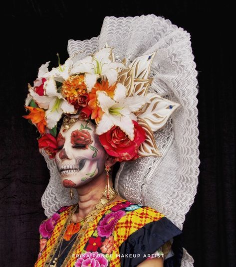 Sugarskull with Tehuana Costume from Oaxaca México Dia De Los Muertos Decorations Ideas, Make Up Artist, Decorations Ideas, Dia De Muertos, Makeup Artist, Make Up, Makeup, Fictional Characters, Art