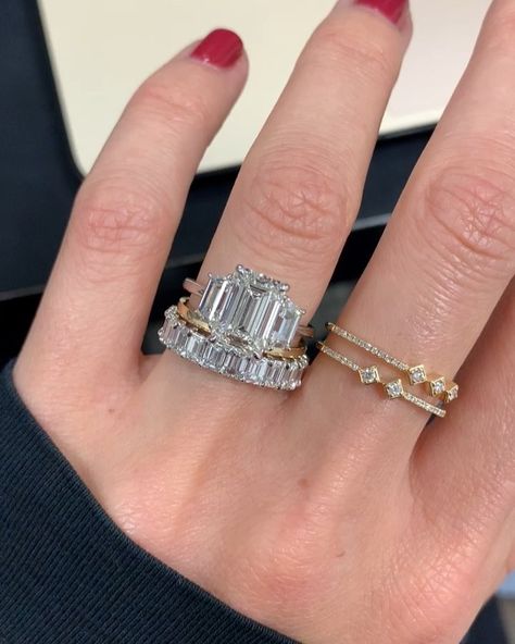 Emerald Cut Wedding Band, Thick Wedding Bands, Gold Band Engagement Rings, Stylish Engagement Rings, Wedding Rings Emerald Cut, Emerald Eternity Band, Emerald Cut Engagement Ring, Ring Concierge, Emerald Cut Engagement