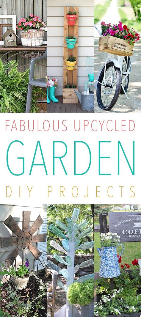 Repurposed Planters Upcycling, Garden Decor Diy Recycle Craft Ideas, Unique Hanging Planters, Upcycle Garden Ideas Yard Art, Repurposed Items For Garden, Upcycled Garden Ideas, Diy Garden Decor Easy, Junk Garden Ideas Repurposed, Repurposed Planter Ideas