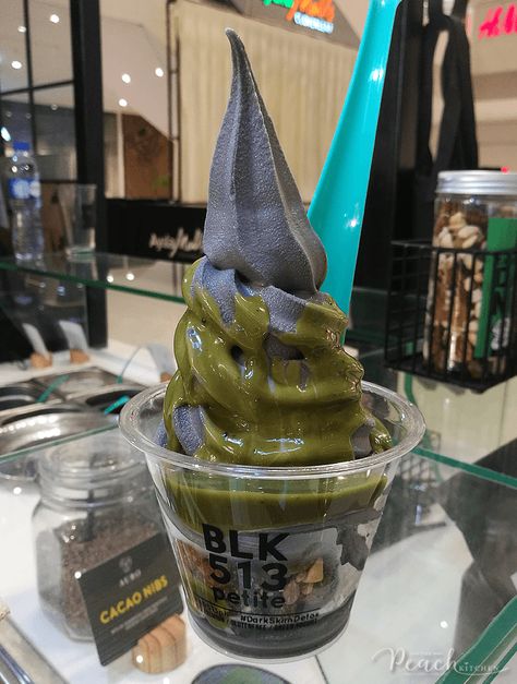 Frozen Yogurt Aesthetic, Sm North, Peach Kitchen, Late Bloomer, Food Ads, Restaurant Food, Just Now, Ice Cream Shop, Activated Charcoal