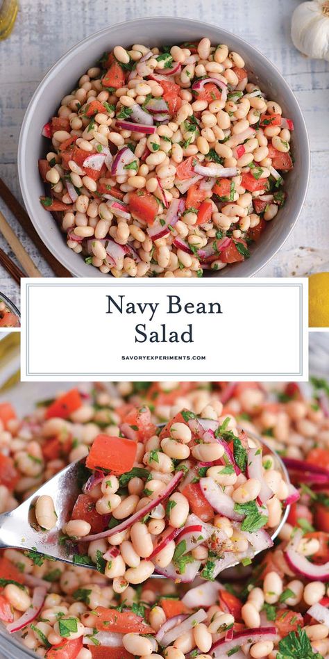 Potluck Salads, Savory Potato Salad, Bean Salads, Potluck Salad, Easy Potluck, Pasta E Fagioli Soup, Mediterranean Flavors, Leafy Green Salads, White Bean Salad