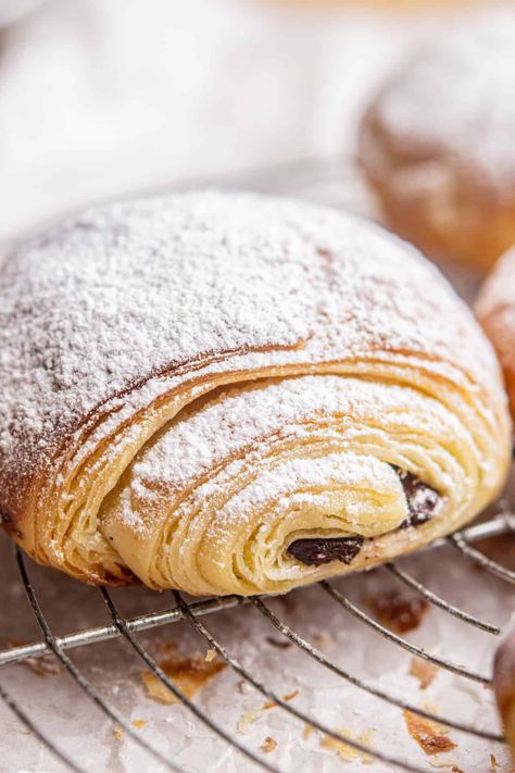 chocolate croissants. Chocolate Crossaints, Pain Au Chocolat Recipe, Chocolate Croissant Recipe, Chocolate Pastries, Sourdough Muffins, Chocolate Croissants, Butter Block, Homemade Croissants, Croissant Recipe