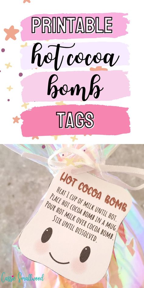 Free printable marshmallow shaped hot cocoa bomb tags and labels Hot Cocoa Bombshell Christmas Gift, Hot Chocolate Bombshell Christmas Gifts, Diy Hot Chocolate Bombshell Recipe, How To Package Hot Cocoa Balls, Hot Cocoa Balls Recipes, Coffee Bombshell Recipe, How To Make Hot Cocoa Bombshell, How To Make Hot Chocolate Balls, How To Make Hot Chocolate Bombshell