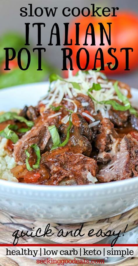 Crock Pot Italian Pot Roast, Rustic Tuscan Beef Pot Roast, Keto Roast Beef Crock Pot, Italian Pot Roast Crock Pot, Italian Beef Roast, Italy Dump, Crock Pot Beef Roast, Keto Pot Roast, Keto Roast