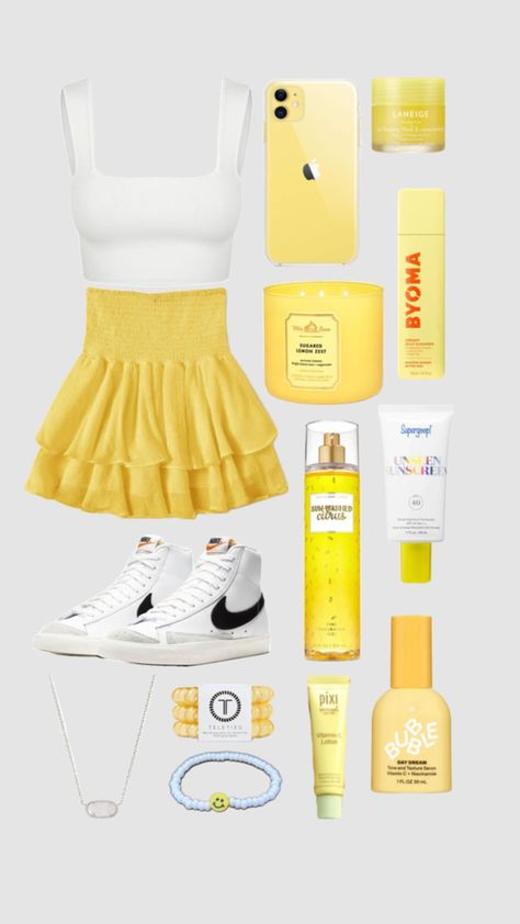 GRWM for the first day of school Preppy Yellow, Preppy Outfits For School, Preppy Inspiration, Beauty Vibes, Yellow Fits, Preppy Summer Outfits, Outfit Layout, Preppy Dresses, Casual Preppy Outfits