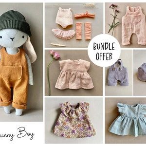 Big Wardrobe Bundle Instant Download Sewing Pattern DIY - Etsy Canada Free Sewing Pattern For Stuffed Animals, Heirloom Doll Pattern Free, Bunny Doll Pattern Free Sewing, Sew A Doll, Sewn Dolls, Sewing Animals, Bird Doll, Sew Toys, Handmade Dolls Patterns