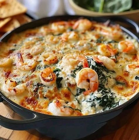 Esay Diabetic Recipes | 🦀 Creamy Shrimp and Crab Spinach Dip | Facebook Crab Spinach Dip, Parmesan Dip, Crab And Shrimp, Cooked Shrimp, Creamy Shrimp, Spinach Artichoke Dip, Spinach Dip, Artichoke Dip, Spinach Artichoke