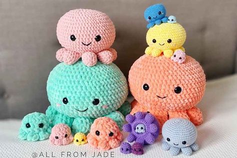 Easy Amigurumi Pattern, Baby Octopus, Crochet Flowers Free Pattern, Crochet Octopus, Easy Crochet Projects, Bobble Stitch, Money Making Crafts, Single Crochet Stitch, Diy Crochet Projects