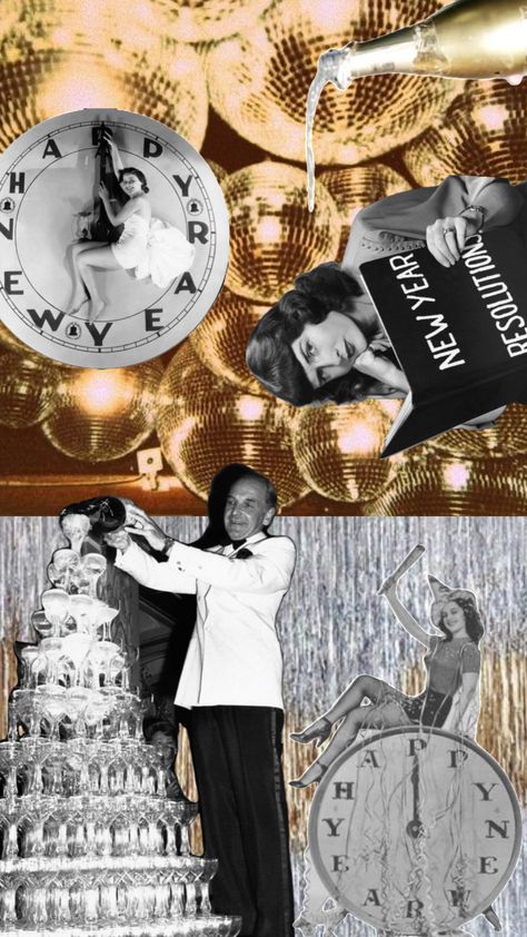 #newyearsday #nye #vintage #blackandwhite #gold #champagne #nyc New Years Eve Vintage, Retro Nye Party, Vintage Nye Party, New Year Eve Poster, Classy New Years Eve Party, New Years Eve Aesthetic Wallpaper, New Years Aesthetic Party, New Years Eve Poster, Nye Aesthetic