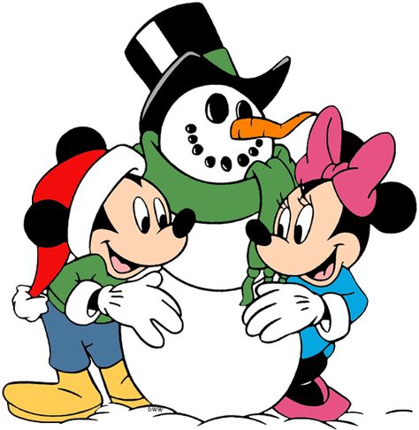 Clip art of Mickey and Minnie Mouse building a snowman #mickeymouse, #minniemouse, #snowman, #winter Mickey Mouse Winter, Xmas Clip Art, Disney Winter, Mickey Mouse Png, Disney Merry Christmas, Inkscape Tutorials, Cars Art, Knotted Baby Headband, Winter Holiday Decorations