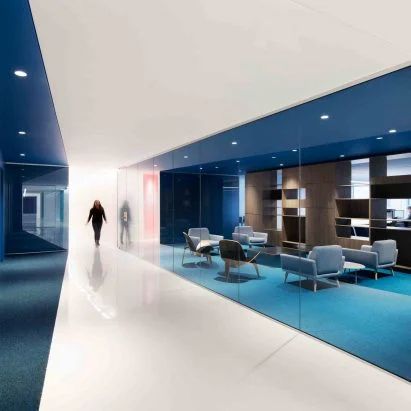 Technology companies architecture and interior design | Dezeen magazine Colorful Office Design, Design Office Interior, Corporate Office Design, Office Lobby, Flooring Design, Office Space Design, Modern Office Design, Corporate Interiors, Architecture Magazines