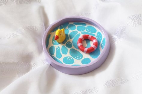 Duck Clay Tray, Clay Duck Pond, Clay Pool Tray, Air Dry Clay Duck, Ring Tray Clay, Diy Clay Crafts Air Dry, Clay Pond, Duck Pottery, Clay Duck