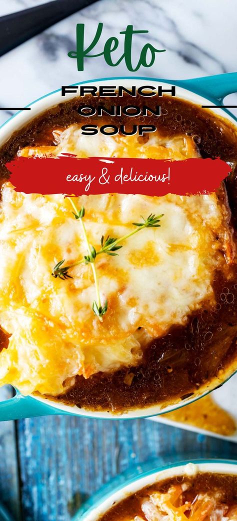 French Onion Soup has always been a favorite of mine, and this Keto French Onion Soup delivers on the classic flavors. With a rich, perfectly seasoned broth, garlic, and onions, all topped off with Gruyere cheese, you have a hearty soup that is impossible not to love. Try it once, and you will be hooked. Keto Onion Soup, Keto French Onion Soup, Keto Broccoli Cheese Soup, Black Bean Soup Recipe, Recipes List, Keto Soups, Low Carb Soup Recipes, Roasted Cauliflower Soup, Cauliflower Soup Recipes