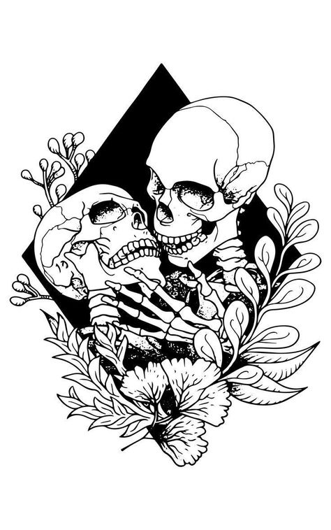 Skeleton Love, Tattoos For Lovers, Unique Tattoo Designs, White Drawing, Skeleton Art, Tattoo Outline, Love Svg, Unique Tattoo, 문신 디자인