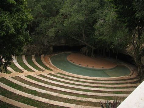 Mexico Hacienda, Philip Glass, Open Air Theater, James Turrell, Outdoor Theater, Yucatan Mexico, Theatre Design, The Machine, Modern Outdoor