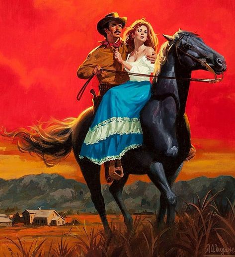 Maguire Western Books, Romance Novel Covers, Western Romance, Romance Covers, Western Paintings, Spaghetti Western, Overlays Picsart, Romance Art, Pulp Art