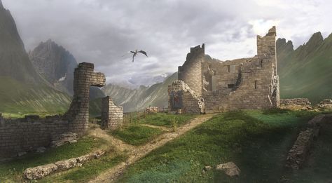 ArtStation - Castle Ruins Castle Ruins, Fantasy Castle, Travel Brochure, Fantasy Concept Art, Personal Project, Anatomy Art, Fallen Angel, Present Day, Dark Fantasy Art