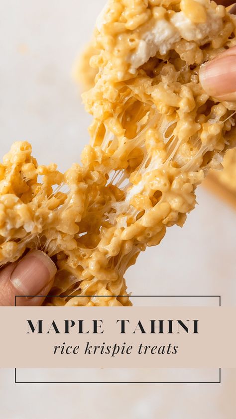 Tahini Rice Krispies, Savory Rice Crispy Recipes, Rice Krispie Treats Vegan, Rice Krispie Treats Christmas Recipes, Coffee Rice Krispie Treats, Maple Rice Krispie Treats, Sesame Rice Krispie Treats, Healthier Rice Krispie Treats, Krispy Treats Ideas