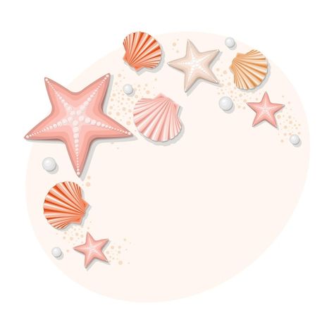 Vector shells and starfishes background ... | Premium Vector #Freepik #vector #colorful-border #summer-frame #beach-frame #summer-border Colorful Background, Borders And Frames, Quiet Book, Border Design, Vector Photo, Flat Design, Girl Room, Starfish