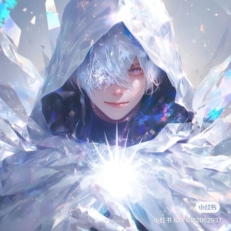 Ice People Art, Snowy Character Design, Light Elemental Character, Ice Oc Male, Ice Character Design Male, God Of Winter, Ice Knight, Ice Character, Ice Wizard