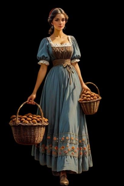 Italy Traditional Dress, Villager Outfit, Village Dress, 6 Sisters, Italy Project, Peasant Dresses, Victorian Village, Summer Outfits Ideas, Village Girl