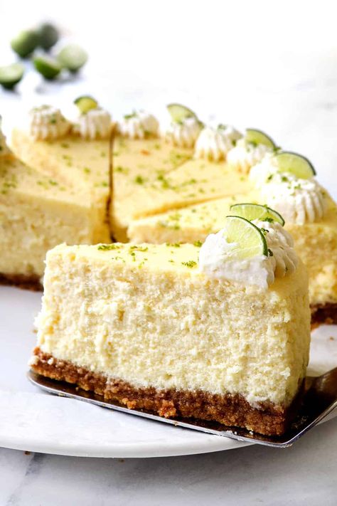 BEST Key Lime Cheesecake + VIDEO (100% Make Ahead Instructions!) Margarita Cheesecake, Key Lime Cheesecake Recipe, Margarita Cake, Homemade Whipped Cream Recipe, Key Lime Cheesecake, Lime Cheesecake, Homemade Cheesecake, Dessert Aux Fruits, Cheesecake Filling