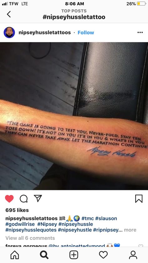 Nipsey Hussle Tattoos Quotes, Nipsey Hussle Tattoos Ideas, Nipsey Tattoo, Nipsey Hussle Tattoos, Arm Tats, Pool Photography, Pretty Tattoos For Women, Nipsey Hussle, Spiritual Tattoos