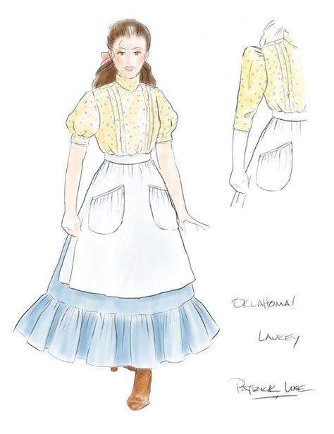 Oklahoma Costumes Oklahoma Musical Hairstyles, Oklahoma Musical Costumes, Victorian Prairie Dress Costume, Oklahoma Costumes, Theater Outfits, Historical Prairie Dress Costume, Oklahoma Musical Aesthetic, Regency Outfits, Fairy Dress Costume