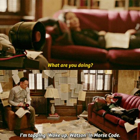 Wake up, Watson. Morse code. Elementary season 3. Sherlock Holmes, Joan Watson. Brownstone. ❤ Elementary Show Sherlock, Elementary Sherlock And Joan, Elementary Brownstone, Elementary Show, Elementary Tv Show, Sherlock And Watson, Sherlock Holmes Elementary, Elementary Tv, Elementary Sherlock