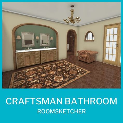 Craftsman style bathroom interior design Craftsman Bathroom Decor, Craftsman Style Bathroom Vanity, Craftsman Vanity Bathroom, Bathroom Vanity Craftsman, Master Bath Craftsman Rectangular, Craftsman Style Bathroom, Craftsman Style Bathrooms, Rich Earth Tones, Craftsman Bathroom