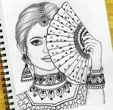 Bridal Mandala Art, Indian Bridal Drawing, Dulhan Drawing, Pencil Drawing Images, Abstract Pencil Drawings, Easy Mandala Drawing, Boho Art Drawings, Pencil Sketch Images, Portraits Of People