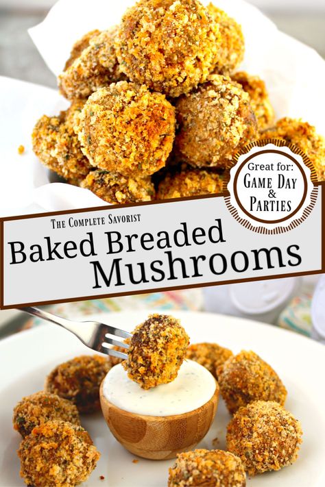 Crispy Oven Fried Garlic Mushrooms, Crispy Oven Baked Mushrooms, Baked Breaded Mushrooms, Oven Fried Mushrooms Crispy, Oven Fried Mushrooms, Crispy Baked Mushrooms, Baked Mushrooms Oven, Breaded Veggies, Crispy Mushrooms Recipe